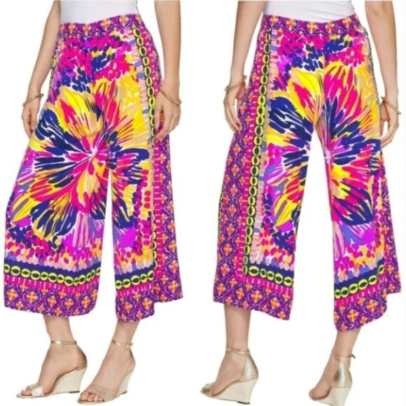 Lilly Pulitzer Lisbeth Wide Leg Crop Pants in Multi Summer Sunset Small - Picture 3 of 11